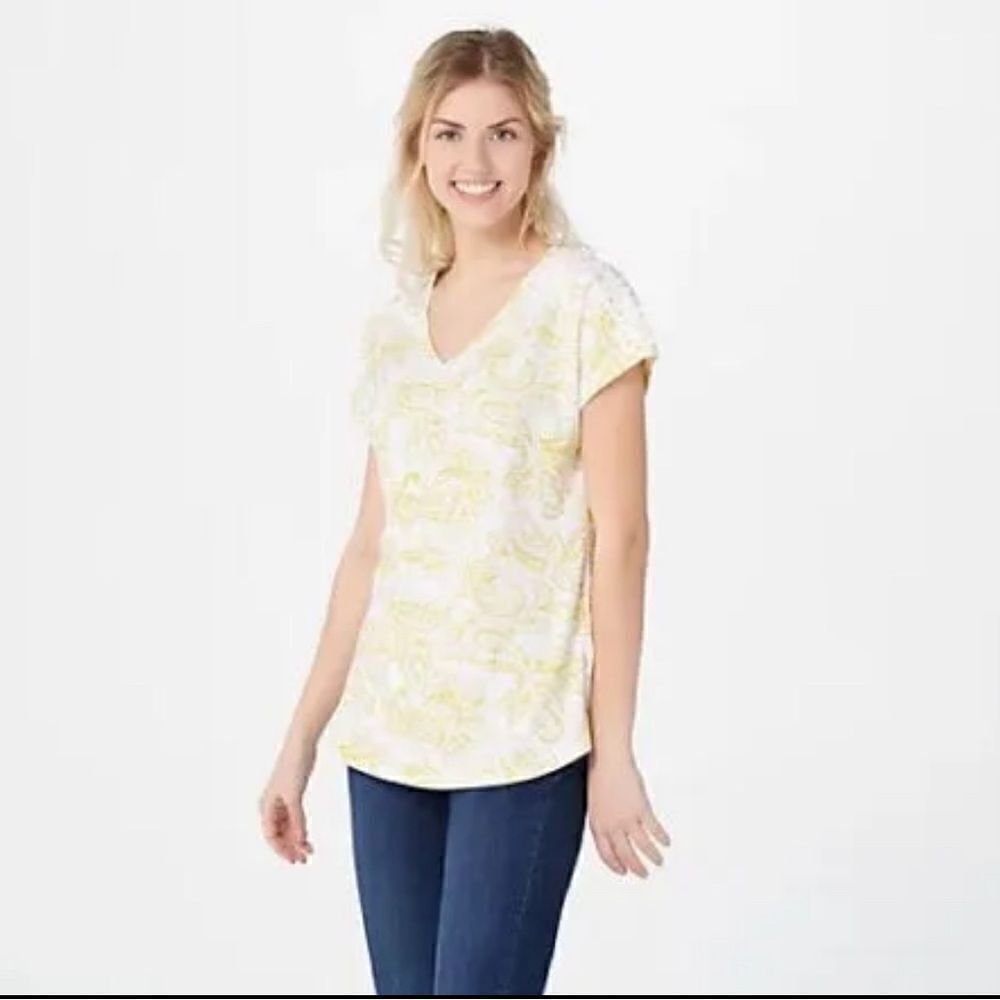 Denim & Co Texture Knit Dolman Short-Sleeve V-Neck Top